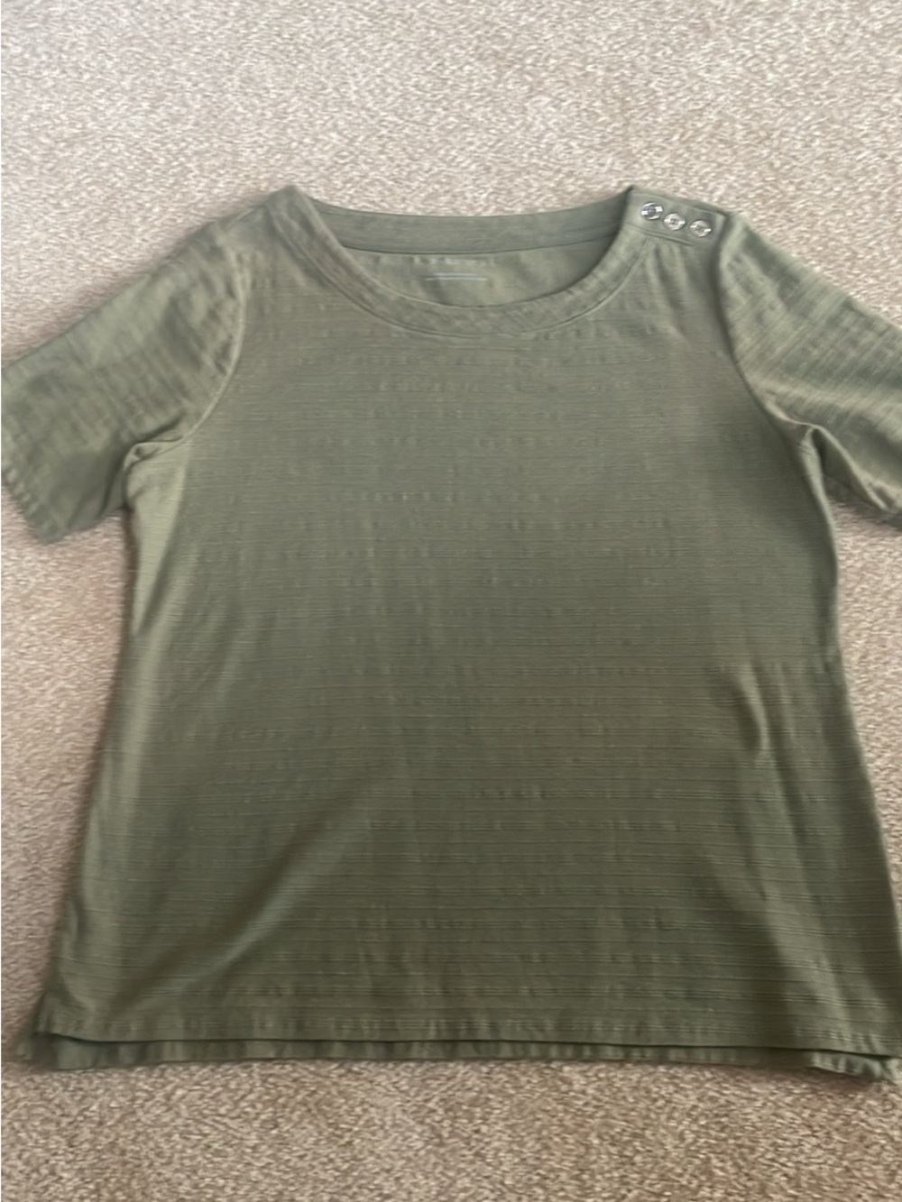 Talbots Olive Green Short-Sleeve Top with Shoulder Buttons